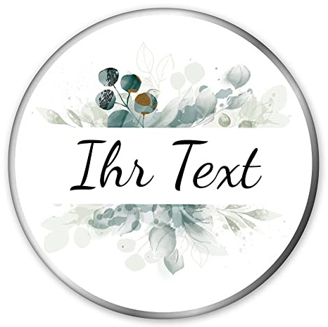 STEMPEL-FABRIK – personalisierbare runde Dose mit Name oder Wunschtext – Aquarell Motiv mit grünem Blumenrahmen – bedruckte Geschenkdose – ideale Keksdose, Metalldose, Plätzchendose