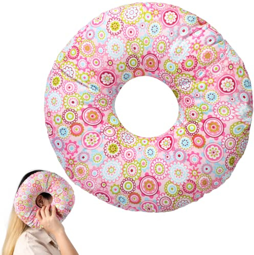 23 cm öronpiercingkudde med osynlig dragkedja, O-formad kudde med öronhål för sidosovare, släpper öronsmärta öroninflammation trycksår, öronskyddskudde för CNH och öronpiercing