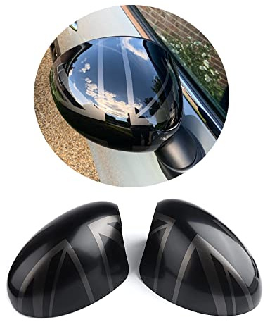 MINI Tapa de carcasa para espejo retrovisor lateral, Juego de tapas de espejo lateral para Mini Cooper One S JCW Serie R R50 R52 R53 2002-2006 (Negro UK)
