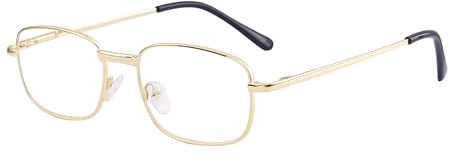 JoXiGo Lesebrille Herren Damen Rechteckig Metall Rahmen Klar Linse + Brillenband
