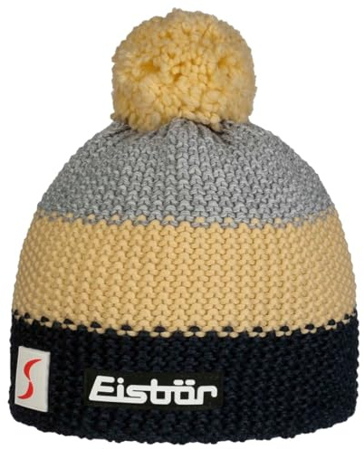 Eisbär Mütze Herren & Damen Star Pompon Ski Austria - Merino Wintermütze Unisex mit Fleece schützt vor Kälte und Wind - Bommelmütze atmungsaktiv elastisch Haube aus Österreich