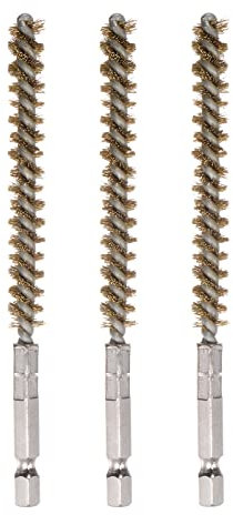 sourcing map Cepillos de Alambre de Limpieza con Mango, Cepillo de Latón 8mm de Diámetro, Vástago Hexagonal de 1/4 de Pulgada, para Tubos, Puertos, Rodamientos, 3 Piezas