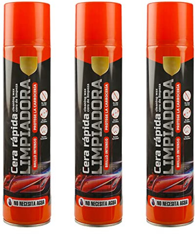 Cera Rápida Limpiadora, Spray Abrillantador para Coche 650 ml- Pack de 3 Unidades