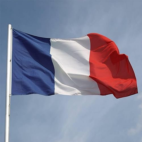 Drapeau France - 240x150 cm - Grand Drapeau Français Tricolore Polyester Avec œillets Métalliques - Célébrations Fête Sportif Événement- 8 x 5ft Bleu Blanc Rouge