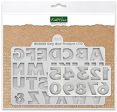 Katy Sue Starburst Alphabet & Numbers Silicone Moulds Set (Set of 2 Moulds) for Cake Decorating & Craft - Mould 1: A to Z Letters with an '&' Symbol, Mould 2: Numbers 0 to 9