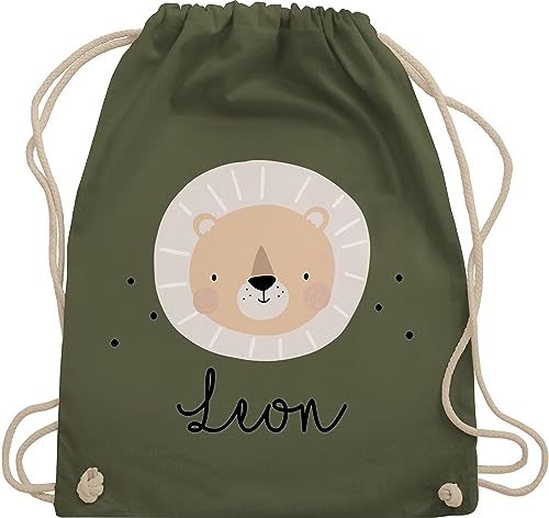Turnbeutel Rucksack - Süßes Löwenmotiv Geschenk Löwe Geschenke Löwen I König der Tiere - Unisize - Olivgrün - personalisierter beutel wechselkleidung personalisierte kindergartentasche tier