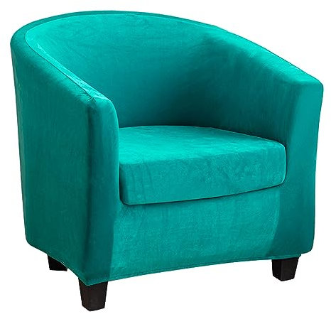 Meigeh Sesselbezug Samt Sesselschoner 2 Stück Sesselhusse Stretch Sesselüberwurf Schonbezüge Cocktailsessel für Tullsta Stuhl Loch blau