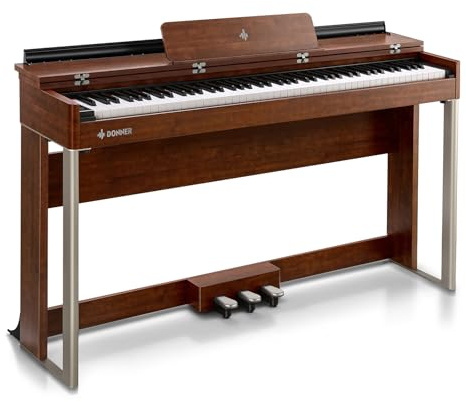 Donner Digital Piano with 88 Key Dynamic Graded Hammer Action Weighted Keyboard Piano, DDP-200 Upright Digital Piano for Professional with LCD Screen/5 Reverb/BT MIDI/Three Pedal