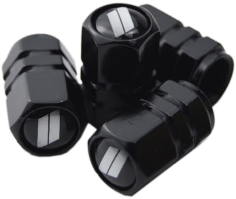 (Set of 4) // Slash Metal Auto Tire Valve Stem Cap Cover Trim with Resin Emblem for Dodge Charger Challenger SRT Hornet R/T Dart Durango Journey Magnum Nitro Caliber Avenger