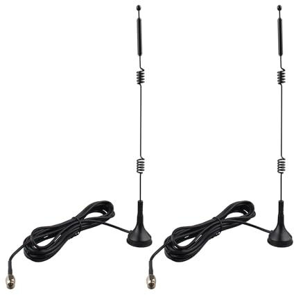 Futheda 2 Piezas Antena WiFi Doble Banda 2.4GHz 5GHz 5.8GHz 12dBi Base Magnética SMA Macho para Cámara de Seguridad Inalámbrica Grabador de Vigilancia Cámara de Visión Trasera de Remolque de Camión