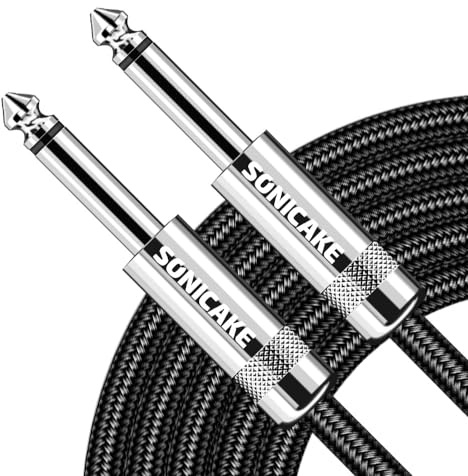 SONICAKE 6M Gitarren Instrumentenkabel 6.3mm Klinke auf 6.3mm Klinke Audio Kabel Lärmschutz Nylon Geflochten Schwarz
