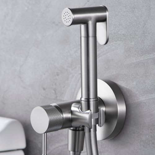 IMEX - Douche Bidet Eau Froide et Chaude Couleur Nickel Brossé | Robinet Bidet Encastré pour WC | Douche Hygiénique Monocommande pour Toilettes | Robinetterie Substitut de Bidet | Série Line