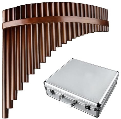 pan flute for beginners 25 Pipes C Key Pan Flute Pan Pipes Woodwind Instrument Chinese Traditional Musical Instrument Case (Color : Right-hand box)
