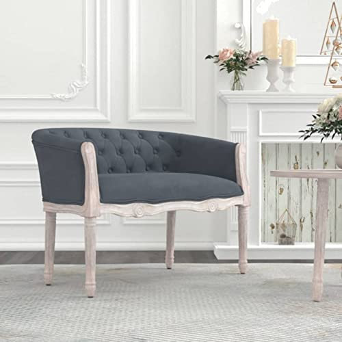 Homgoday Sitzbank mit Rückenlehne Flurbank Polsterbank Esszimmerbank Bank Wartebank Wohnzimmerbank Bank für Flur Wohnzimmer Dunkelgrau 98x56x69 cm Samt