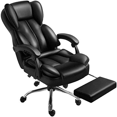Ergonomischer Bürostuhl Ergonomischer Bürostuhl Schreibtischstuhl Computerstuhl mit Lordosenstütze Armlehnen Executive Rolling Swivel PU-Leder Arbeitsstuhl für Frauen und Erwachsene, Schwarz inte