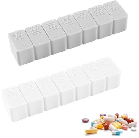 NICEIN Tablettlåda 7 Dagar, Pillerorganisatör Dagligen Medicinlåda, Pill Organizer för Resa Med, Stor Pillerburk att Hålla Daily Piller Och Vitamin (Punktskrift | 2)