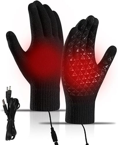 DAJASD USB Beheizte Handschuhe, Beheizbare Handschuhe, Elektrische Beheizte Handschuhe für Männer und Frauen Touchscreen für Skifahren, Radfahren, Motorradfahren, Wandern