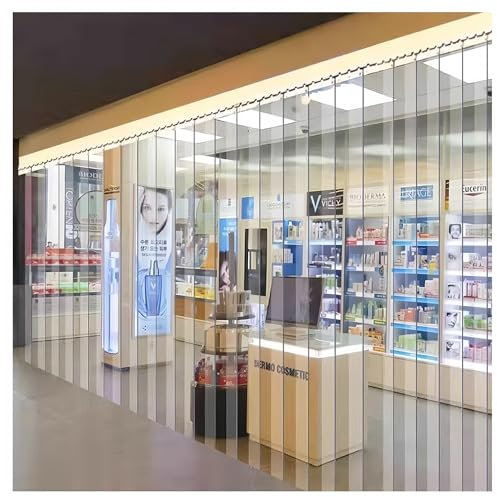 LXLDY Streifenvorhänge Transparente Vorhänge Leicht Zu Befestigen 2.0mm Laminierte Vorhänge for Einkaufspassagen Badezimmer Lobby (0.75x2.5m)
