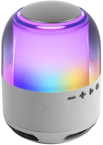 Mars Gaming MS-Flow, Altavoz Portátil Bluetooth 15W, Iluminación Orbilight RGB 360°, Sonido Potente con Driver DeepBass 57mm, Altavoz Gaming Compacto con Bluetooth 5.3 y MicroSD, Plata