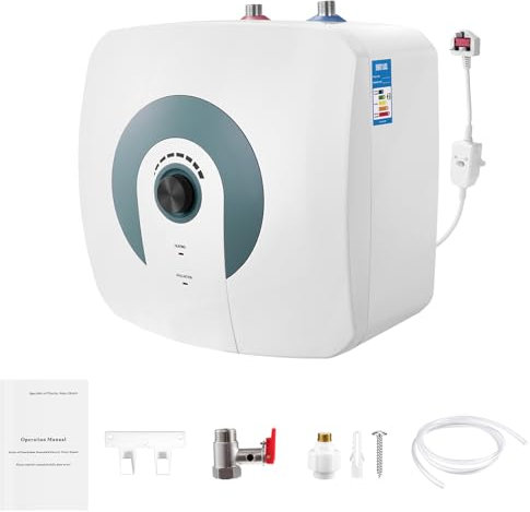 15L Undersink Electric Water Heater, 1500W Electric Tankless Instant Hot Water Heater Under Sink Tap Bathroom Kitchen