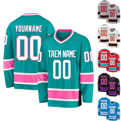 Hockey Jersey Custom Ice Hockey for Mens Personalized Name Number Logo Hockey Practice Jersey for Hockey Fans Youth StyleG Turquoise