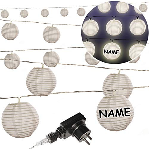 alles-meine.de GmbH 2 Stück Licht - LED - Lichterketten/Lampionketten - JE 10,50 Meter - inkl. Name - wetterfest - AUßEN & INNEN - Strombetieben - elektrisch - mit Trafo Stec..
