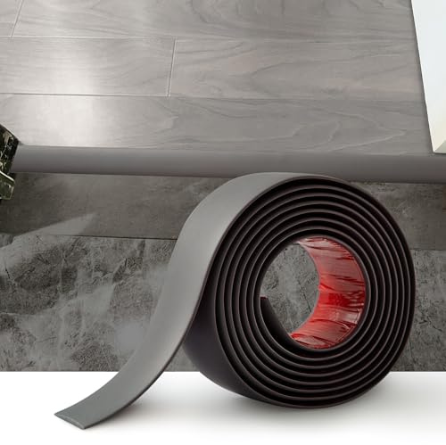 2 m Laminatboden-Schwellen-Übergangsstreifen, PVC-Türleisten für Türen, selbstklebende Vinyl-Bodenkantenverkleidung, Fliesen zu Laminat, Bodenverbindungsstreifen, Lückenabdeckung (5 cm, dunkelgrau)