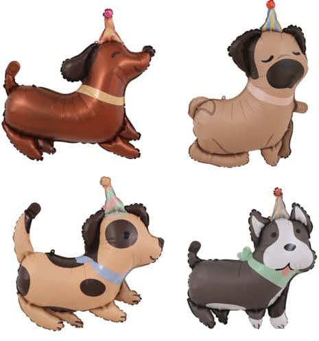Haustier Hund Luftballons Tier Folie Geburtstag Ballon Kinder Geburtstag Party Dekoration Tier Thema Party Dekorationen Welpen Hunde Ballon 4pcs