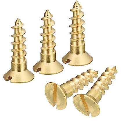 QUARKZMAN 8Pcs Vis À Bois En Laiton M5 x 20mm Pour Meubles De Menuiserie | À Fente Tête Plate À Tête Fraisée Auto-Taraudeuse