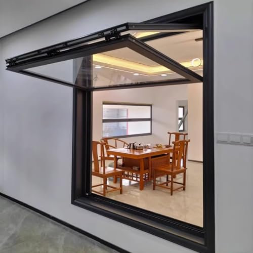 YVYKFZD Fenêtre de sous-sol pour food truck, Fenêtre Coulissante en aluminium, fenêtres de maison verticale de ventilation, fenêtre pliante manuelle encastrée avec poignée de verrouillage(35x24/89x6