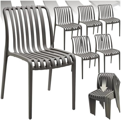 TecTake® Lot de 6 Chaise de Jardin Fauteuil Salon extérieur empilable, résistant aux intempéries, pour Salon de Jardin Exterieur, Meuble pour Amenagement Balcon Terrasse
