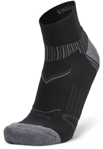Balega Enduro Quarter unisex löparstrumpor med valvstöd - prestanda, dämpning, andas, fuktsäker, osynliga sömmar - svart, storlek M (EU 40–42,5