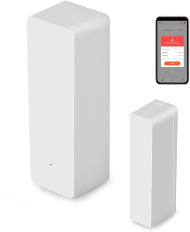 Wvoillty WiFi-Türsensor, Intelligenter Drahtloser Fenster Türalarm, Kompatibel mit Alexa & Google Assistant, Echtzeit-Benachrichtigungen, Einfache Installation, Kein Hub Erforderlich