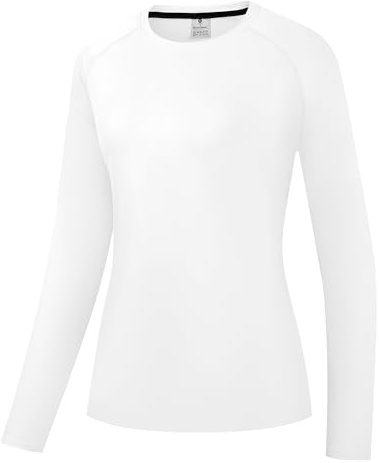 Holure Camiseta de protección solar UPF 50+ para mujer, manga corta/larga, ligera, de secado rápido, SPF UV, para natación, Manga larga: blanco, XL