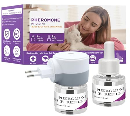 Entspannender Diffusor für Katzen | beruhigender Pheromon-Diffusor für Katzen – wiederaufladbarer Adapter für Innenräume Reisen gegen Kratzer und Miauen