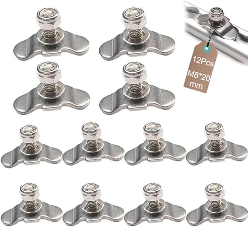 12x Schraubfitting für Airlineschiene M8x20 500daN Schraubfitting für Zurrschiene Airlineschiene Zubehör Airlinebeschlag Fitting Endbeschlag Endfitting Single Verzinktem Stahl zur Ladungsicherung