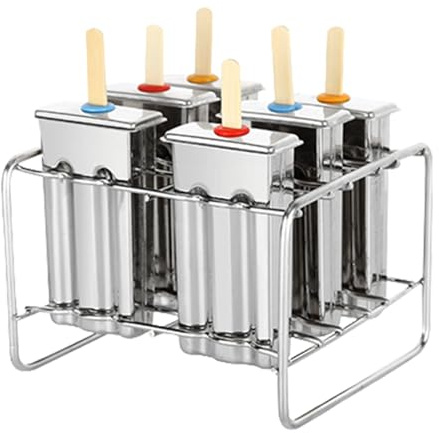 Moules de en acier inoxydable - 6 plateaux de crème glacée réutilisables Pack, fabricant de glaces robustes | Moule de crème glacée en métal avec 100 bâtons pour les friandises maison, les po