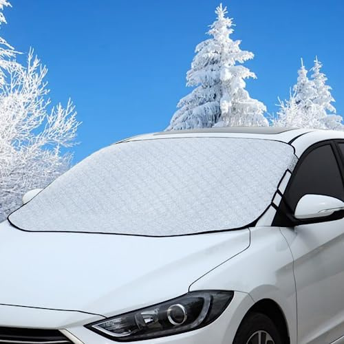 NUYGNIX Frontscheibenabdeckung Winter,Auto Windschutzscheibenabdeckung, Autoabdeckung Winter,Thick Scheibenabdeckung Auto,Faltbar Auto Frontscheibenabdeckung für Schnee,EIS,Frost