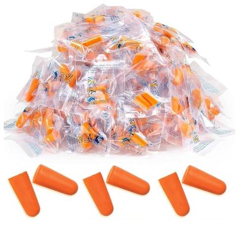 Soft Foam Ear Plugs with Aluminum Carry Case, 50 Pairs - 38db Noise Reduction Sponge Earplugs Noise Cancelling Ear Plugs for Sleeping, Travel, Concerts, Studying, Work, Loud Noise (Orange)