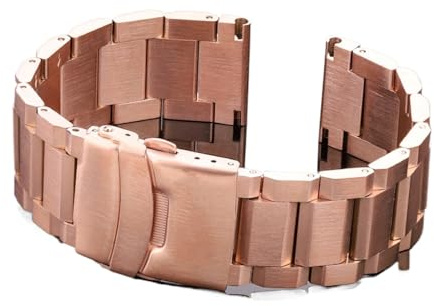 HMFANG Rostfritt stål klockarmband kvinnor män metall klockarmband länkarmband 18mm 20mm 22mm 24mm tillbehör(Rose Gold,24mm)
