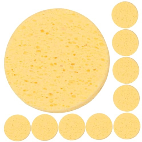 Generico 10 pezzi Spugnette Viso in Spugna Naturale Esfolianti e Delicate per Pulizia e Trucco per Uso Quotidiano su Sensibile e Rosacea