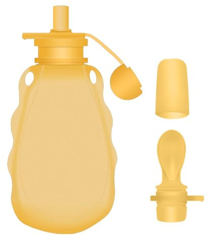 baabeash Muttermilchbeutel, 200 ml, Silikon, wiederverwendbar, auslaufsicher, Mutterschaft, Behälter für Muttermilch, für Kühlschrank, Ernährung, Krankenhausernte, Orange1, riferimento alla