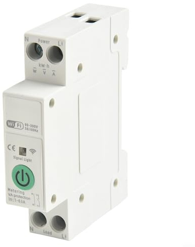SMZhomeone Interruptor de circuito de riel DIN inteligente WiFi 40 A 8800 W con temporizador de medición, protección contra cortocircuitos de sobrecarga para Tuya para sistemas eléctricos industriales