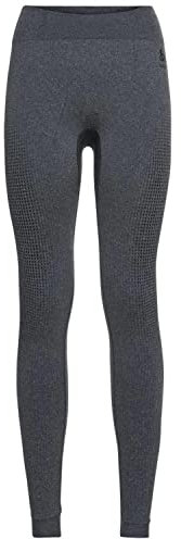 Odlo Women's Performance WARM ECO Base Layer Pants, Grey Melange - Black, L