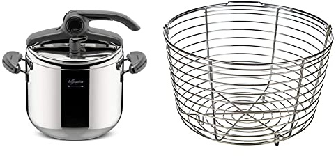 Lagostina Mia Lagoeasy'UP Autocuiseur 7 L en Acier Inoxydable 18/10 Ø 22 cm & 010920260107 Panier vapeur pour Autocuiseur Acier Inoxydable Inox 19 x 19 x 12 cm 7 L
