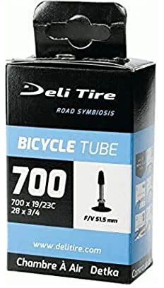 Deli Tire Camera d'aria per bicicletta 700 X 19/23C Presta/valvola francese, misura 51,5 mm