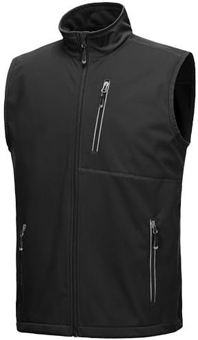 33,000ft Men's Lightweight Softshell Gilet, Windproof Waterproof Outerwear Vest Gilets Sleeveless Jacket for Cycling Running Hiking Golf Travel