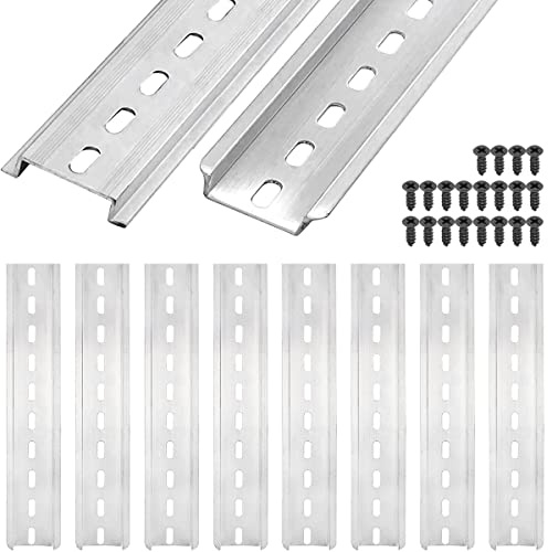 Xiatiaosann Rainure Métallique Rail DIN en Forme Pour Installation de Disjoncteur ou de Relais Aluminium, 8 Pouces 20 CM de Long, 35 MM de Large, 7,5 MM de Haut, 8 Pièces