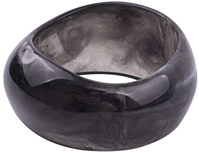 COLORFUL BLING Acrylic Cute Transparent Candy Geometric Tortoiseshell Chunky Cuff Bangle Mottled Wide Chunky Cuff Bracelet for Women Statement Jewelry-black