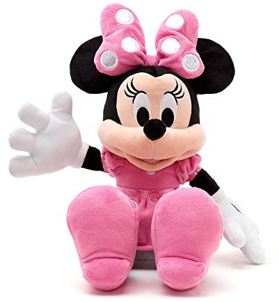 Disney Store Official Minnie Mouse Medium Soft Toy for Kids, 45cm/17”, Cuddly Character with Soft Feel Finish and Embroidered Details, Polka Dot Dress and Bow - Suitable for Ages 0+